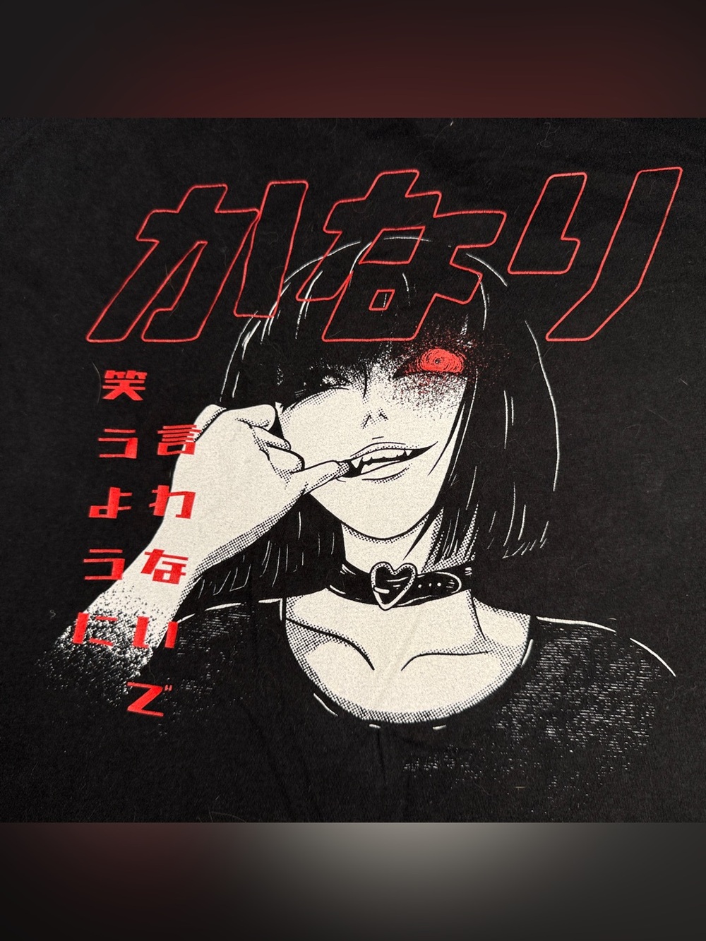 Hot Topic Anime Girl Graphic T Shirt 2XL Black Red Japanese Goth Manga Y2K